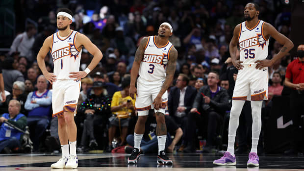 Phoenix Suns guard Devin Booker guard Bradley Beal and forward Kevin Durant.