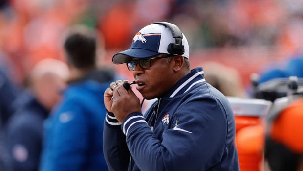 Denver Broncos defensive coordinator Vance Joseph before the game against the Los Angeles Chargers at Empower Field at Mile High.