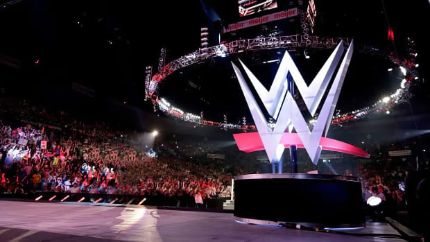 WWE logo arena fans