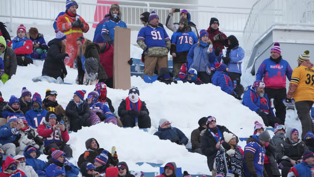 Buffalo Bills fans at Highmark Stadium during the wild-card round against the Pittsburgh Steelers.