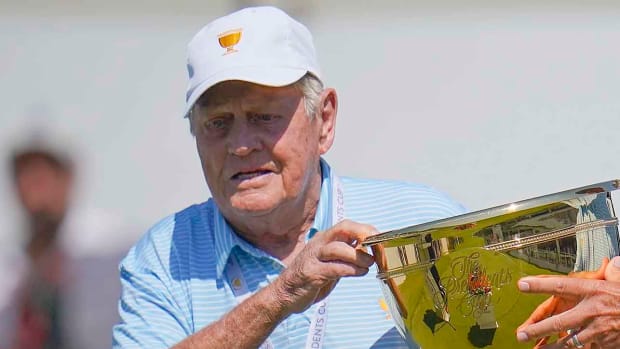 Jack Nicklaus is pictured at the 2022 Presidents Cup.