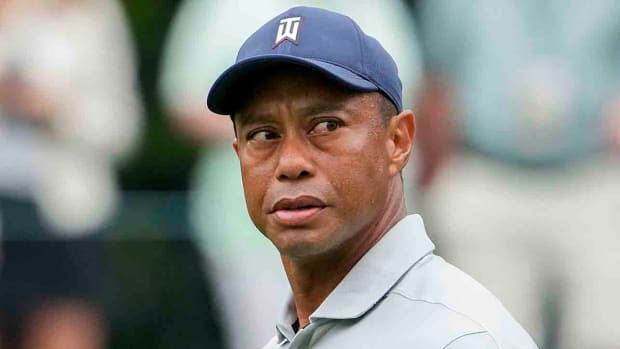 Tiger Woods is pictured during a practice round for the 2023 Masters.
