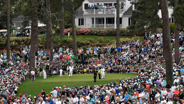 The Augusta National Par 3 Course’s 7th green is pictured in 2018.