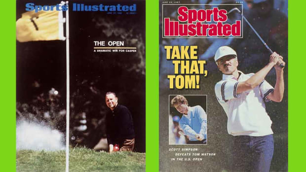 Sports Illustrated covers from 1966 with Billy Casper and 1987 with Scott Simpson.