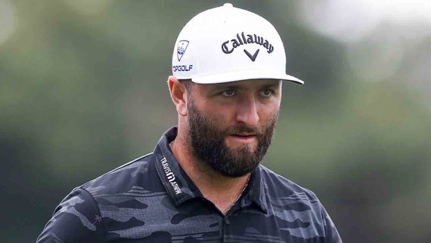 Jon Rahm is pictured at the 2023 FedEx St. Jude Championship at TPC Southwind in Memphis, Tenn.