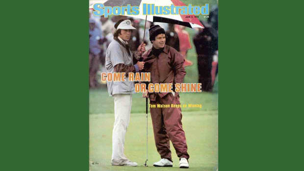 Tom Watson is pictured with caddie Bruce Edwards on a cover of a 1979 Sports Illustrated.