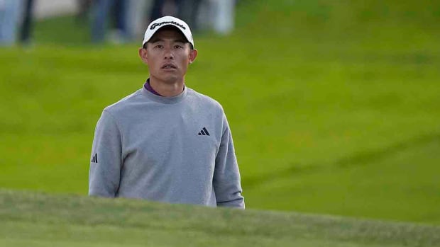 Collin Morikawa is pictured at the 2023 Farmers Insurance Open.