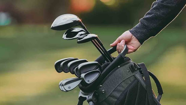 A set of Stix Golf clubs is shown in a golf bag with a black finish.