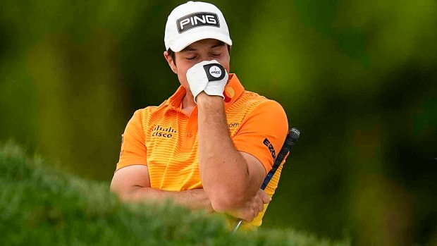 Viktor Hovland is pictured in the final round at the 2023 Championship.
