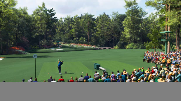 The 12th tee at Augusta National is pictured in the EA Sports "PGA Tour" game.