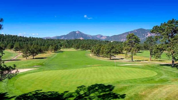 The 9th hole at the Eisenhower Blue Course is pictured in Colorado Springs, Colo.
