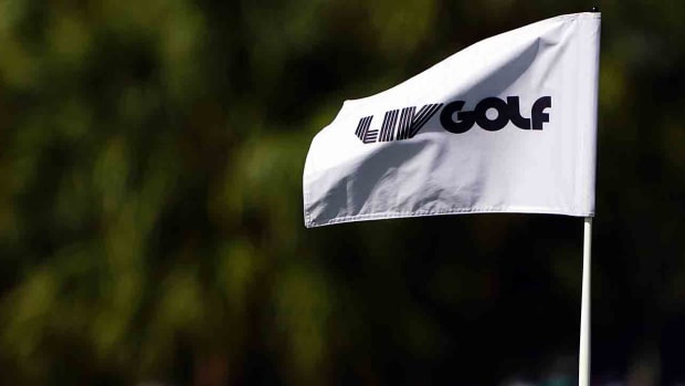 A LIV Golf flag is pictured during the 2022 season.