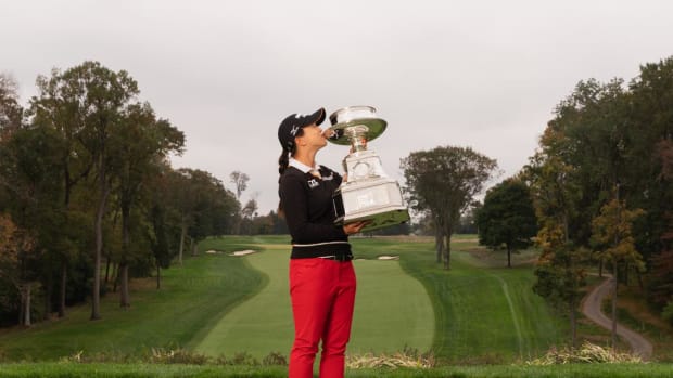 Sei Young Kim celebrates victory at the 2020 KPMG Women's PGA Championship at Aronimink Golf Club in Newtown Square, Pa.