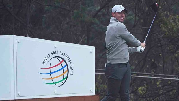 Rory McIlroy is pictured during a practice round for the 2023 World Golf Championships-Dell Match Play.