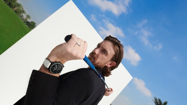 Tommy Fleetwood shows off the Connected Watch Calibre E4 Golf Edition