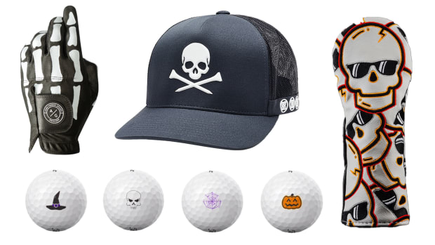 Various Halloween-themed golf items from Asher Golf, G/Fore, Swag Golf and Titleist.