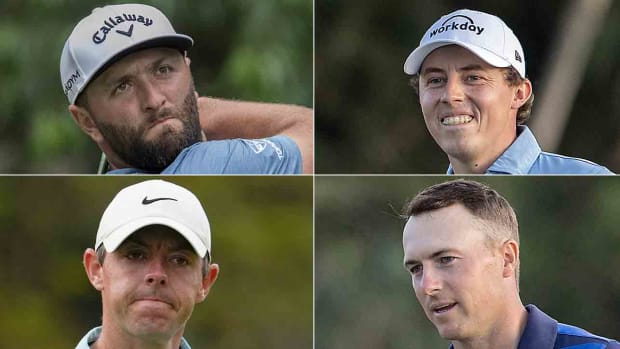 Jon Rahm, Matt Fitzpatrick, Jordan Spieth and Rory McIlroy are pictured, clockwise from top left.