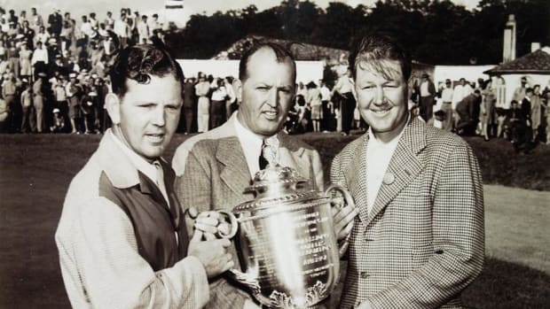 Sammy Byrd, PGA president Ed Dudley and 1945 PGA champion Byron Nelson