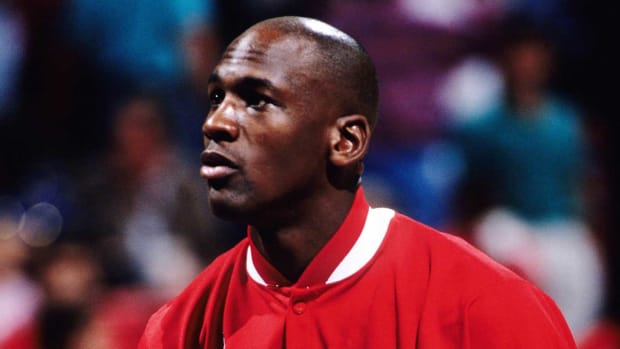 Chicago Bulls guard Michael Jordan prior to the game against the Orlando Magic at the Orlando Arena. Jordan wore #12 for the first time as his jersey was missing prior to the game. 