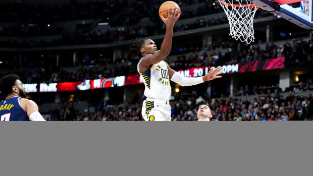Indiana Pacers guard Bennedict Mathurin vs Denver Nuggets