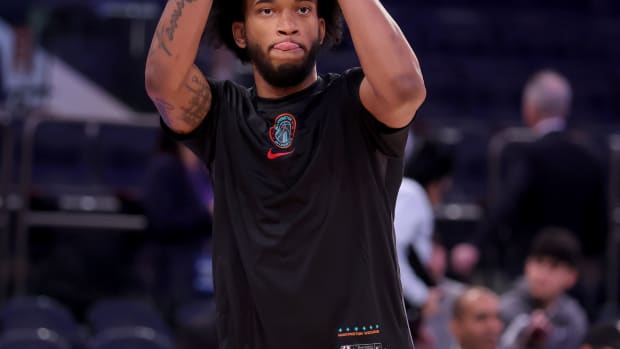 Washington Wizards forward Marvin Bagley III (35) warms up before a game against the New York Knicks at Madison Square Garden.