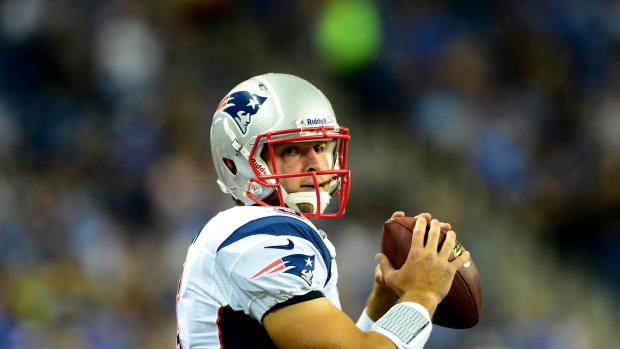 Tebow during the Patriots' 40-9 exhibition loss to the Lions on Aug. 22, 2013.