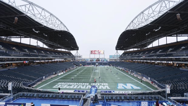 Nov 11, 2023; Winnipeg, Manitoba, CAN; General overall view of IG Field prior to a game between the Winnipeg Blue Bombers and the BC Lions. Mandatory Credit: Bruce Fedyck-USA TODAY Sports  