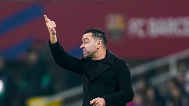 Manager Xavi Hernandez pictured during his Barcelona team's 5-3 home defeat by Villarreal in January 2024