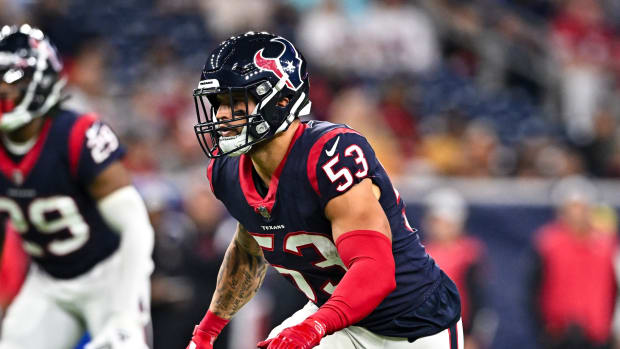 Houston Texans linebacker Blake Cashman (53) in action during the second half against the San Francisco 49ers at NRG Stadium.