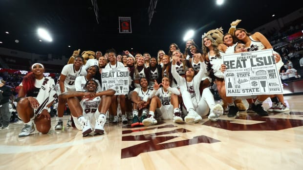 Mississippi State women's basketball celebrates win over reigning national champion LSU