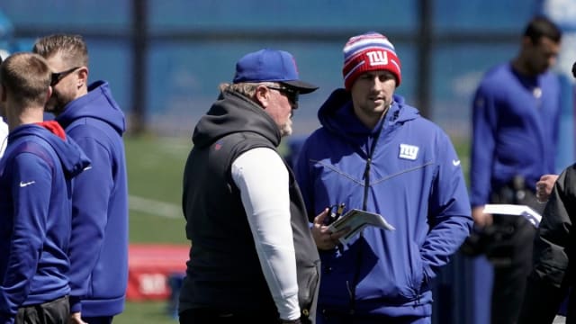 New York Giants defensive coordinator Don \"Wink\" Martindale on the field for the voluntary minicamp at the Quest Diagnostics Training Center in East Rutherford on Wednesday, April 20, 2022.