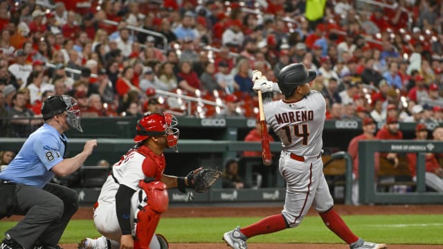Gabriel Moreno hits his first homer of the year, a three run blast