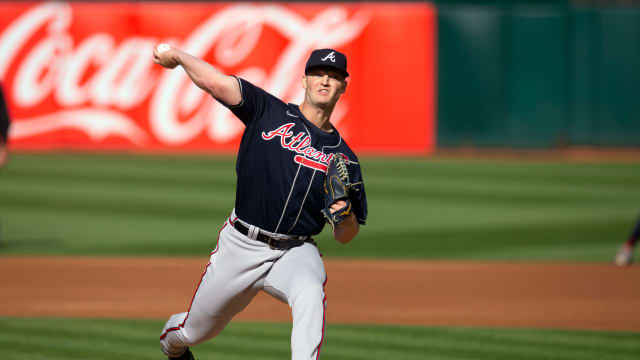 May 29, 2023; Oakland, California, USA; Atlanta Braves starting pitcher Michael Soroka (40) delivers a pitch against the Oakland Athletics during the first inning at Oakland-Alameda County Coliseum. Mandatory Credit: D. Ross Cameron-USA TODAY Sports
