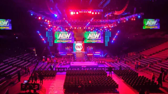 A look at the AEW Dynamite stage before the gates open for fans to attend the show.