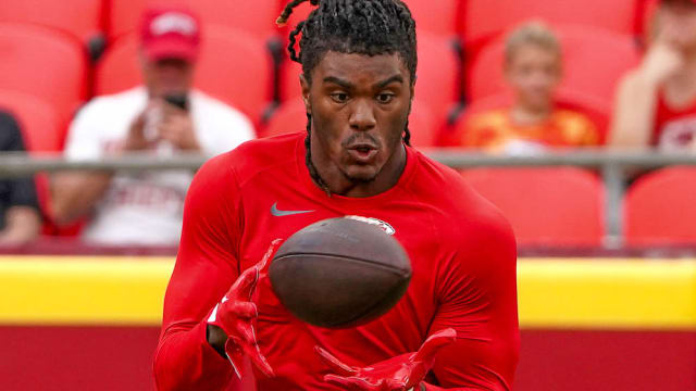 Chiefs wide receiver Rashee Rice in preseason game against Browns