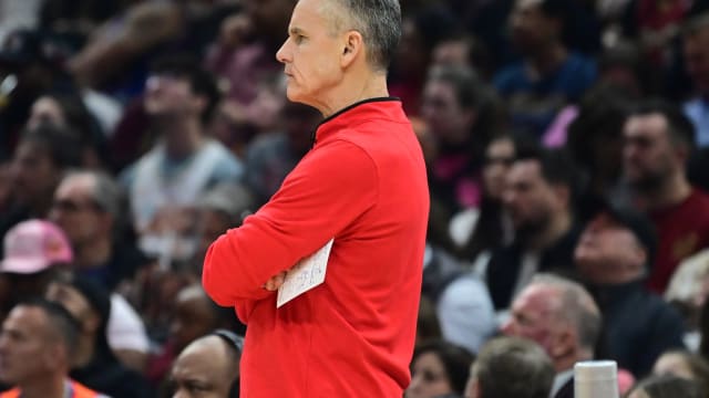 Chicago Bulls head coach Billy Donovan looks on during the first half against the Cleveland Cavaliers at Rocket Mortgage FieldHouse.