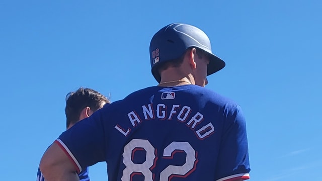 Wyatt Langford, the Texas Rangers' top prospect took part in his first big league spring training workout on Monday. Langford, who is rated the No. 6 prospect in MLB, singled off left-hander Cody Bradford during live batting practice.