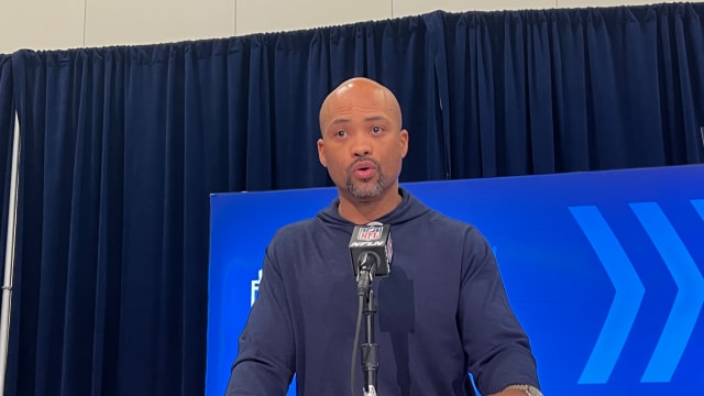 Atlanta Falcons general manager Terry Fontenot meets with media at the 2024 NFL Scouting Combine.