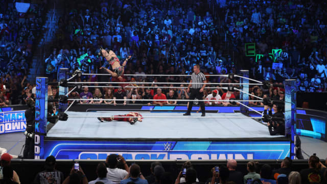 A moonsault performed during a match on Friday Night SmackDown.