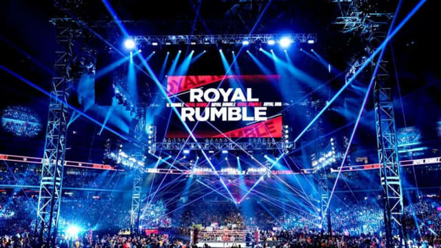 A shot of the WWE Royal Rumble event from the crowd.