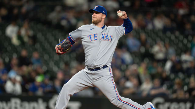 May 8, 2023; Seattle, Washington, USA; Texas Rangers reliever Will Smith (51) delivers a pitch against the Seattle Mariners at T-Mobile Park. Mandatory Credit: Stephen Brashear-USA TODAY Sports