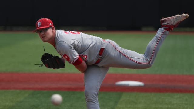 Andrew Saalfrank throwing a pitch at Indiana University on June 1st, 2019.