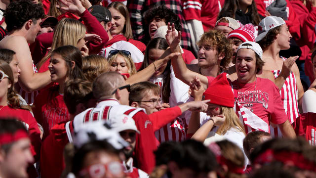 Spectators frolic during the second quarter of the Wisconsin - Rutgers football game Saturday, October 7, 2023 at Camp Randall Stadium in Madison, Wisconsin. Wisconsin beat Rutgers 24-13.
