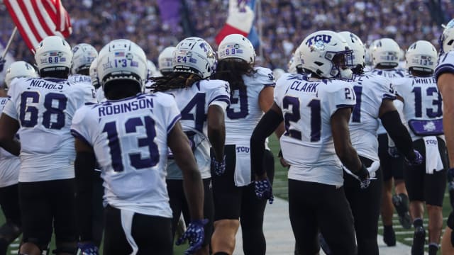 TCU takes the field at the Kansas State game, October 21, 2023