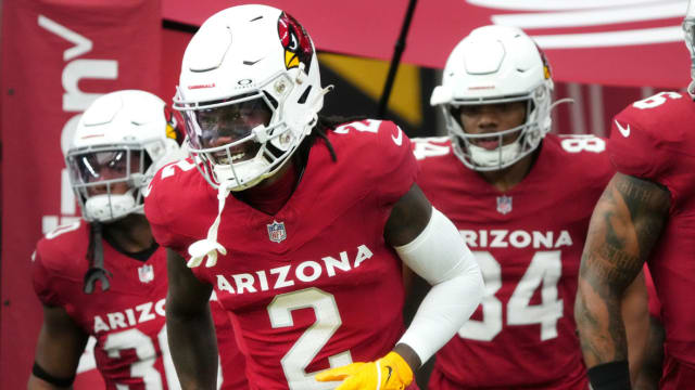 Arizona Cardinals receiver Marquise Brown (2) takes the field to warm up before their game against the Atlanta Falcons at State Farm Stadium.