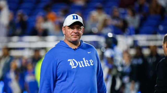 Oct 14, 2023; Durham, North Carolina, USA; Duke Blue Devils head coach Mike Elko before the first half of the game against North Carolina State Wolfpack at Wallace Wade Stadium.
