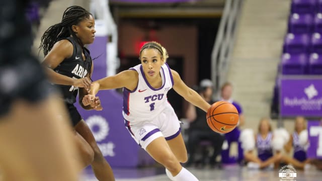 TCU women's basketball guard Jaden Owens against Army on November 19, 2023 in the Maggie Dixon Classic.