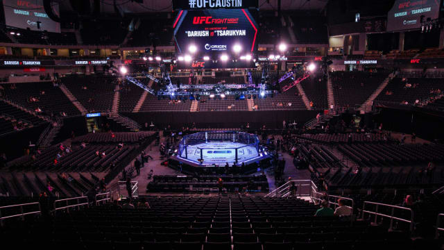 A near-empty UFC Fight Night arena before the show is set to begin.