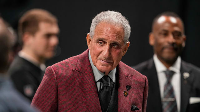 Atlanta Falcons team owner Arthur Blank shown on the field after the game against the Indianapolis Colts at Mercedes-Benz Stadium.
