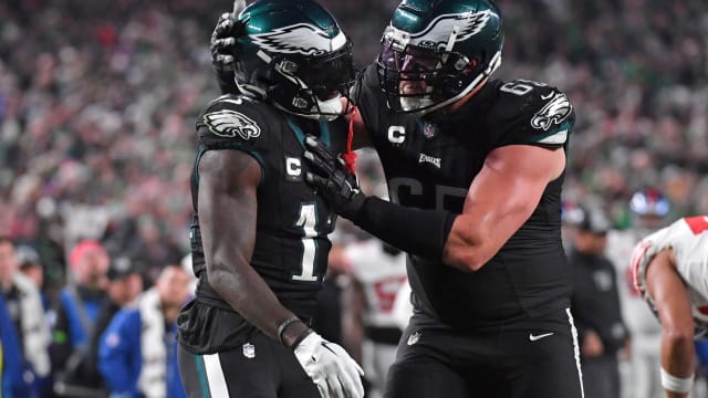 A.J. Brown and Lane Johnson during the Philadelphia Eagles' Week 16 win vs. the New York Giants